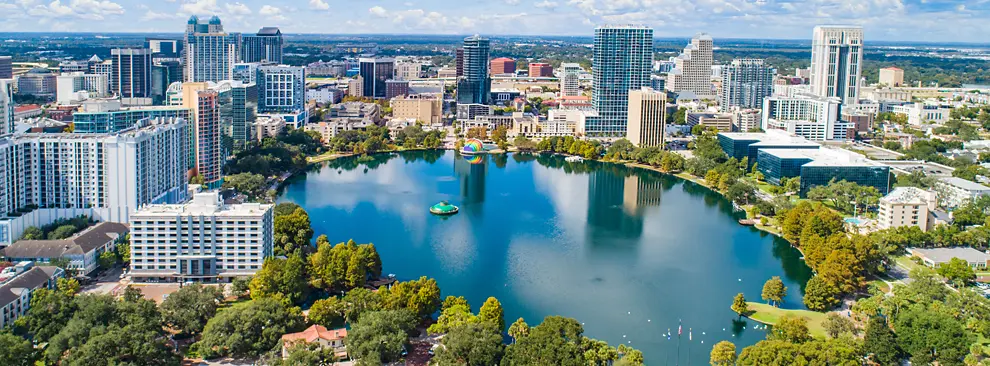 Birds eye view of downtown Orlando, Florida